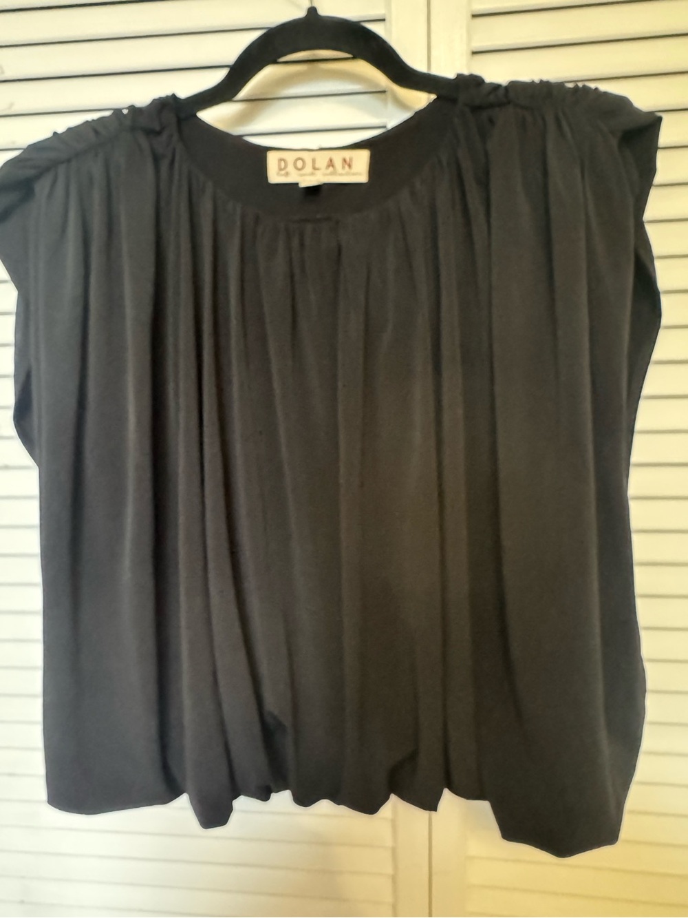 Dolan Black Pleated Cap-Sleeve Blouse